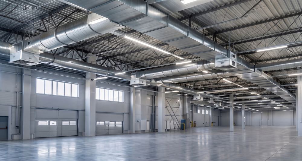 Obra de renovação de ar industrial